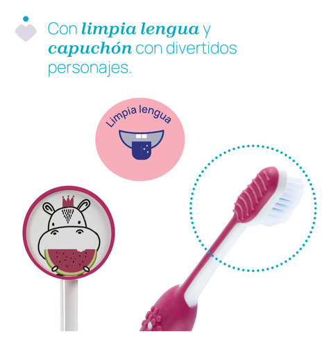 Imagen 6 de 7 de Cepillo De Dientes Chicco De 3-6 Años Color Fucsia