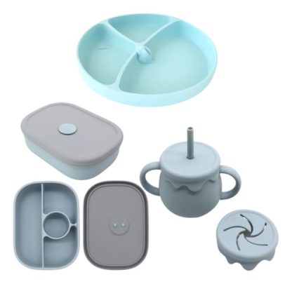 Imagen 1 de 1 de Combo Silicona Plato Lunchera Divisiones Taza Multifuncional