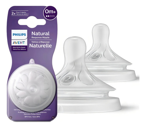 Imagen 1 de 3 de Tetinas Philips Avent Natural Response +0m Flujo Lento SCY962/02