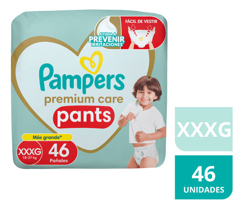 Imagen 1 de 4 de Pañales Pampers Premium Care Pants Xxxg 46 U