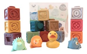 Miniatura 1 de 7 de Juego Didactico De Goma Blanda Cubos Y Animalitos Para Bebe Color Pastel