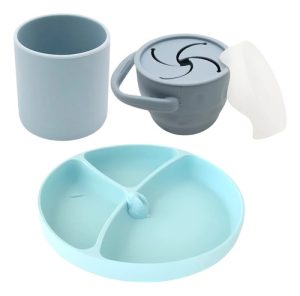 Miniatura 1 de 1 de Set Silicona Plato + Vaso + Taza Para Snack Apto Microondas