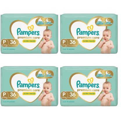 Imagen 1 de 3 de Combo 4 Pañales Pampers Premium Deluxe Protection Pequeño P 36u
