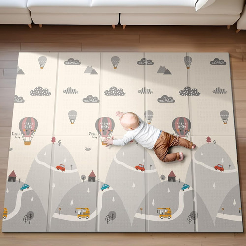 Imagen 4 de 10 de Alfombra Antigolpes Bebe Piso Impermeable 180 X 200 Cm (animales/globos)
