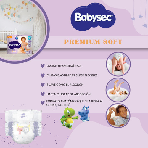 Imagen 3 de 4 de Pañales Babysec Premium Soft Talle P X 50