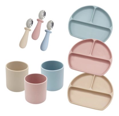 Imagen 1 de 1 de Set Alimentacion Silicona: Plato Divisiones Cuchara Y Vaso