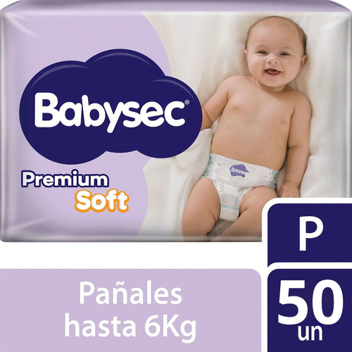 Imagen 1 de 4 de Pañales Babysec Premium Soft Talle P X 50