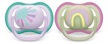 Imagen 1 de 3 de Chupete Philips Avent Ultra Air Scf085/59 X2u 0-6 Meses (Arcoiris - Sol)