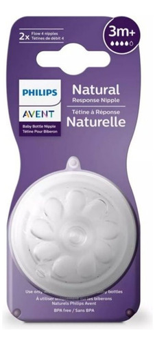 Imagen 2 de 4 de Tetinas Philips Avent Natural Response +3m Flujo rápido x2