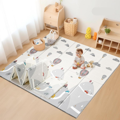 Imagen 9 de 10 de Alfombra Antigolpes Bebe Piso Impermeable 180 X 200 Cm (animales/globos)