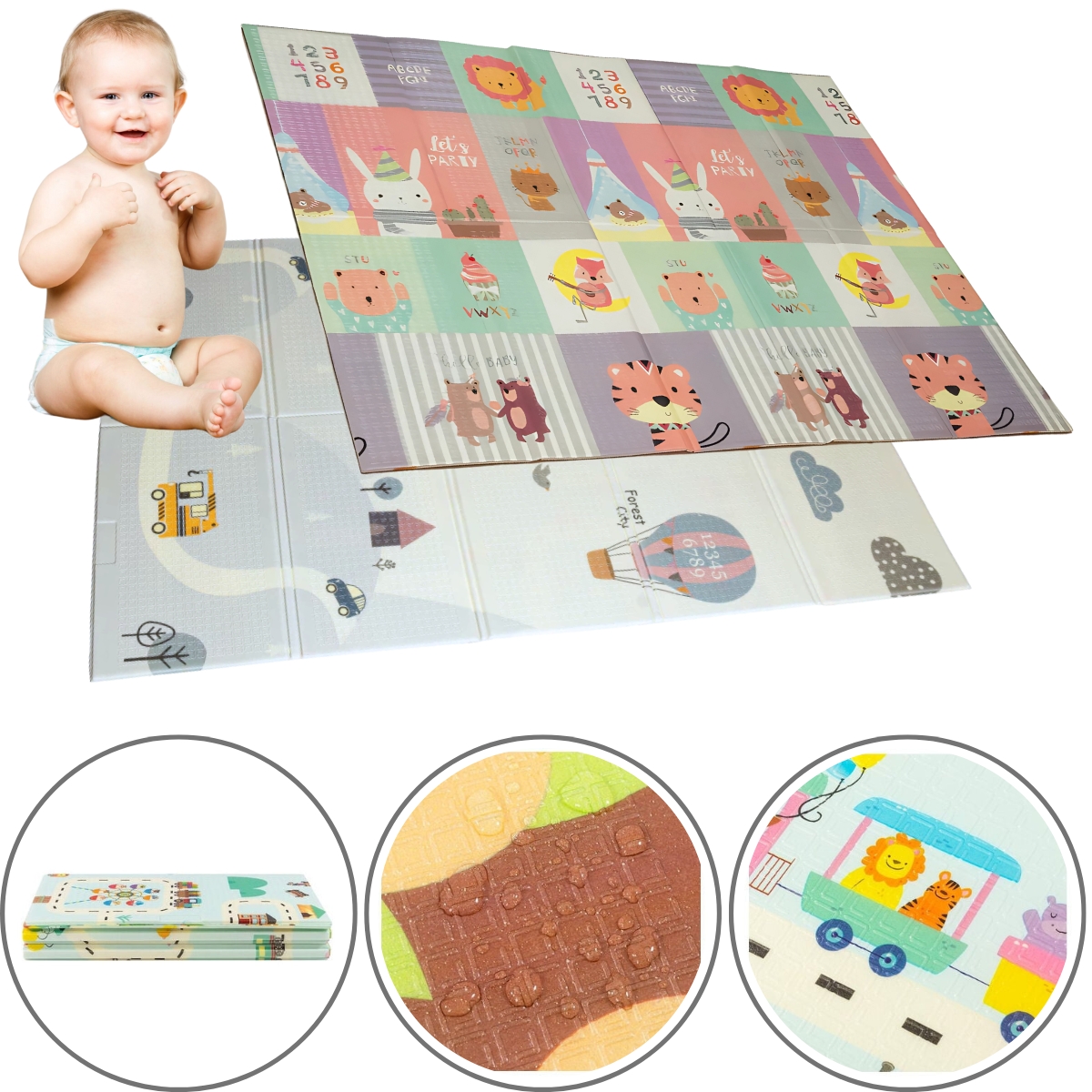 Imagen 1 de 10 de Alfombra Antigolpes Bebe Piso Impermeable 180 X 200 Cm (animales/globos)