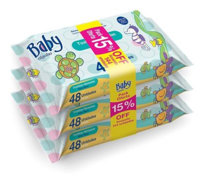 Imagen 1 de 1 de Toallitas Húmedas Algabo Baby Pack 3 x 48 unidades