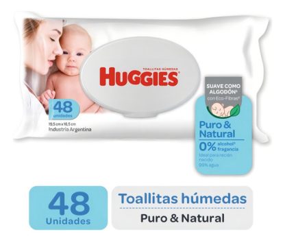 Imagen 1 de 1 de Toallitas Húmedas Huggies Puro & Natural  x 48 unidades