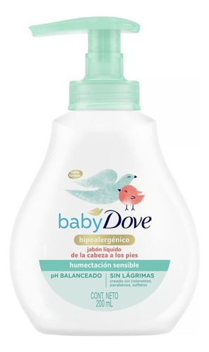 Imagen 2 de 7 de Jabón Líquido Baby Dove Humectación Sensible Con Dosificador 200 ml