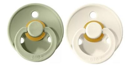 Imagen 1 de 3 de Chupetes Bibs Colour Ivory/sage Tetina Redonda X2 Talle 2 Para 6-18 Meses