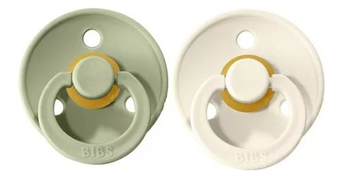 Imagen 1 de 3 de Chupetes Bibs Colour Ivory/sage Tetina Redonda X2 Talle 2 Para 6-18 Meses