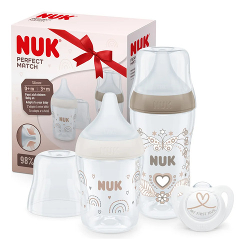 Imagen 1 de 5 de 2 Mamaderas Nuk Perfect Match 150ml 260ml + Chupete De Regalo
