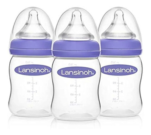 Imagen 1 de 9 de Set 3 Mamaderas Lansinoh Natural Wave 160ml  Flujo Lento