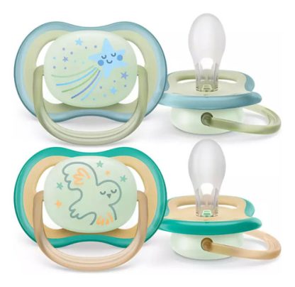 Imagen 2 de 4 de Chupete Philips Avent Ultra Air Scf376/18 Silicona Night Time Brilla en la Oscuridad