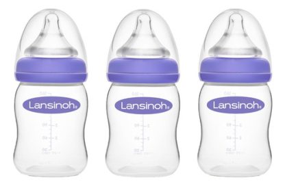 Imagen 2 de 9 de Set 3 Mamaderas Lansinoh Natural Wave 160ml  Flujo Lento