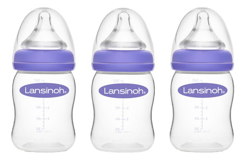 Imagen 2 de 9 de Set 3 Mamaderas Lansinoh Natural Wave 160ml  Flujo Lento
