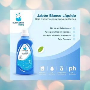Miniatura 2 de 3 de Jabón Ropa Bebe Burbujitas Baby 1 Litro Hipoalergénico Recién Nacido Ph Controlado