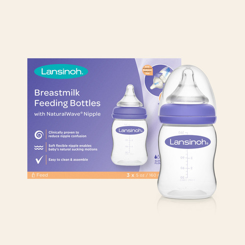 Imagen 3 de 9 de Set 3 Mamaderas Lansinoh Natural Wave 160ml  Flujo Lento