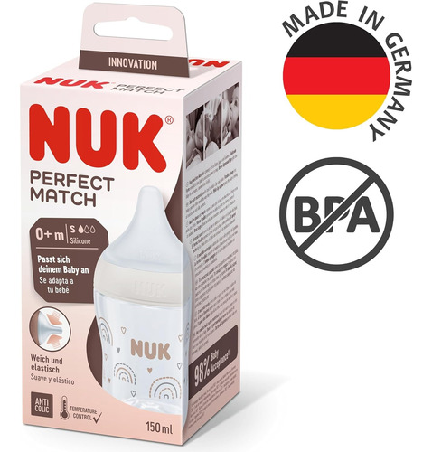 Imagen 7 de 7 de Mamadera Nuk Perfect Match 150ml Recien Nacido Anticolicos