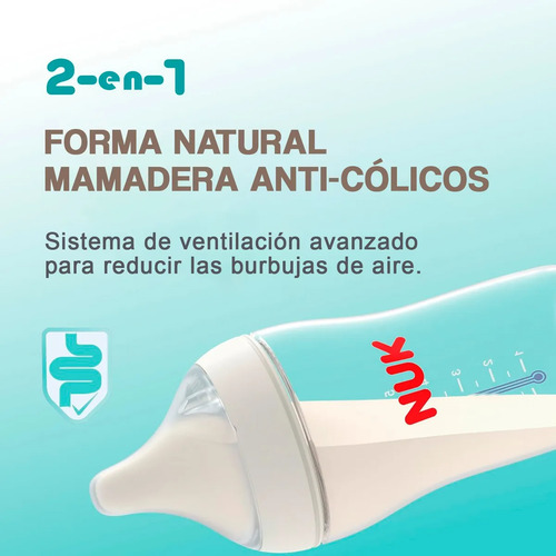 Imagen 2 de 6 de Mamadera Nuk Perfect Match 260ml Natural Anticolicos