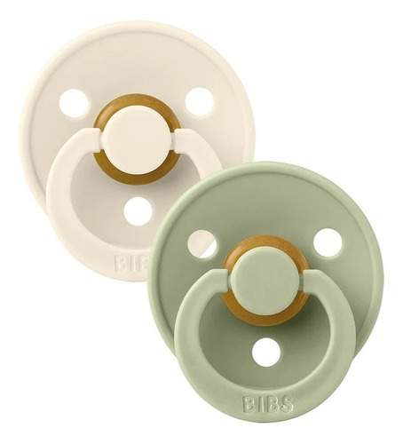 Imagen 2 de 3 de Chupetes Bibs Colour Ivory/sage Tetina Redonda X2 Talle 2 Para 6-18 Meses