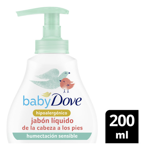 Imagen 1 de 7 de Jabón Líquido Baby Dove Humectación Sensible Con Dosificador 200 ml