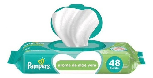 Imagen 1 de 2 de Toallitas Húmedas Pampers Aroma Aloe Vera Con Tapa X48u