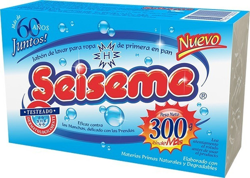 Imagen 5 de 5 de Jabón Blanco En Pan Seiseme Por 300gr Lavado De Ropa Telas