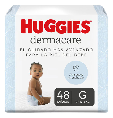 Imagen 1 de 5 de Pañales Huggies Dermacare Talle G De 9 A 12,5 Kg X 48 Unidades