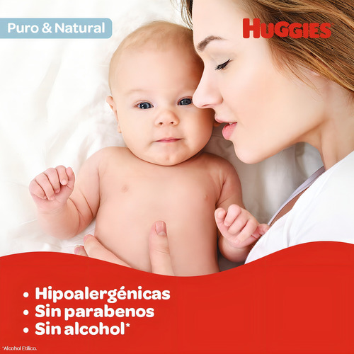 Imagen 4 de 7 de Toallitas Húmedas Huggies Puro Y Natural 80 Unidades