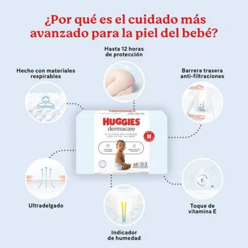 Imagen 6 de 6 de Pañales Huggies Dermacare Talle Xg De 12 A 15 Kg X 38 Unidades