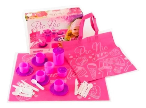 Imagen 2 de 9 de Juego De Té Picnic Nena Duravit 27 Piezas Rosa Y Lila