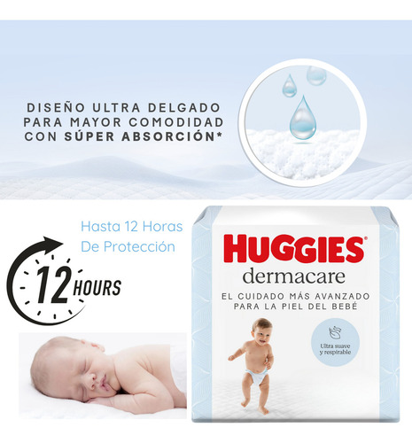 Imagen 5 de 8 de Pañales Huggies Dermacare Talle M De 5,5 A 9,5 Kg 58 Unidades