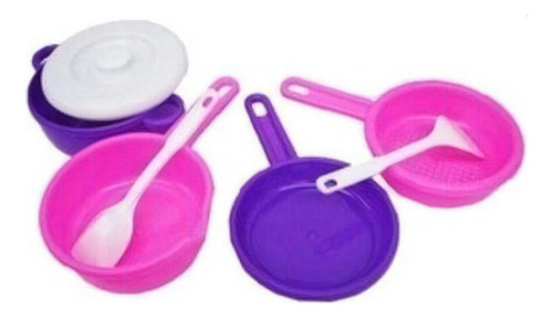 Imagen 4 de 4 de Juguete Set De Cocina De 7 Piezas Nena Duravit 612 Color Violeta Y Rosa