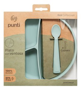 Miniatura 1 de 1 de Plato Redondo Bebe Con Sopapa + Cuchara Para Bebés Sin Bpa