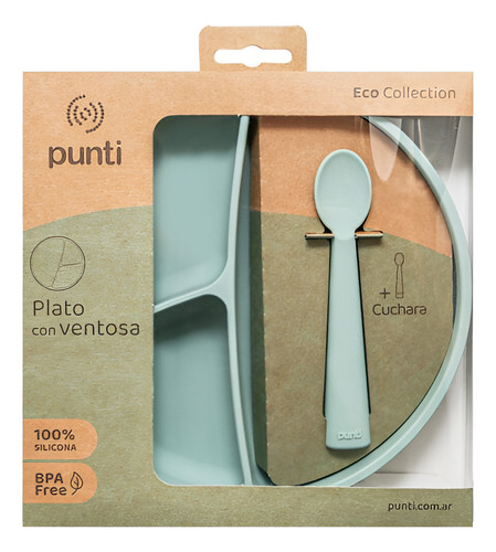 Plato Redondo Bebe Con Sopapa + Cuchara Para Bebés Sin Bpa