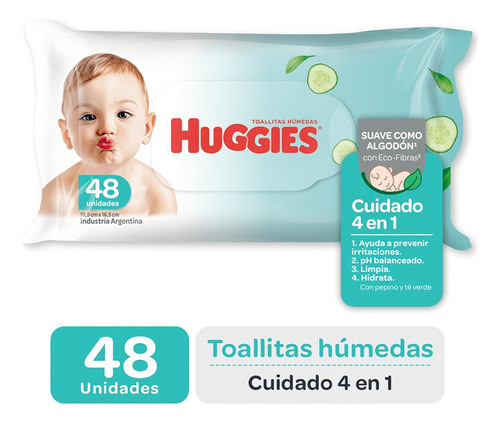 Imagen 5 de 8 de Toallitas Húmedas Huggies 4 En 1 48 U Pack X 1