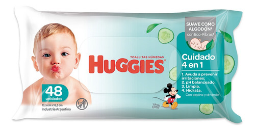 Imagen 1 de 8 de Toallitas Húmedas Huggies 4 En 1 48 U Pack X 1