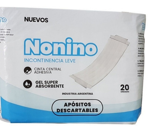Imagen 1 de 2 de Apósitos Nonino Incontinencia Leve x 20 unidades