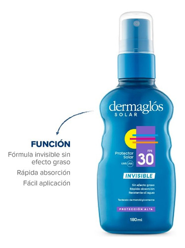 Imagen 3 de 6 de Protector Solar Spray Dermaglós FPS 30 x 180mL