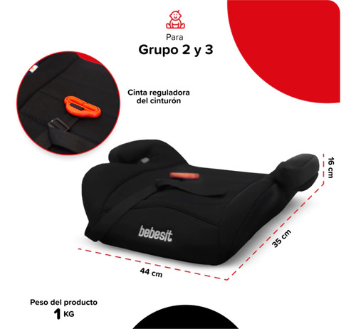 Imagen 3 de 3 de Asiento Booster Auto Grupo 2/3 Bebesit