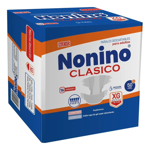 Imagen 2 de 2 de Pañales Nonino Clásico Elastizados XG x 16 unidades