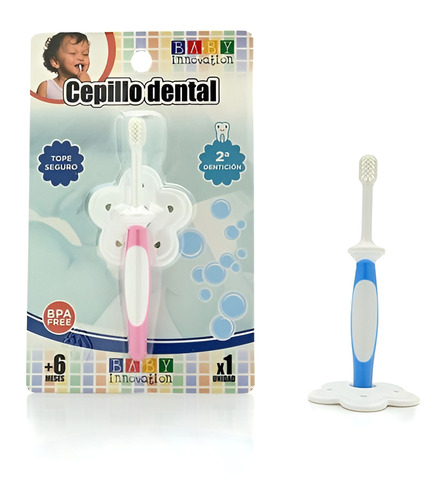 Imagen 1 de 3 de Baby Innovation Cepillo Dental Bebe Segunda Dentición 1u - Color Celeste