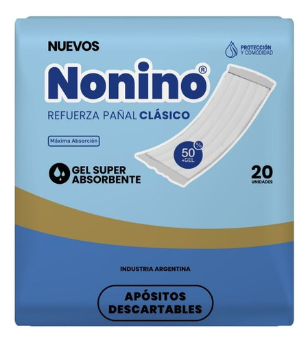 Imagen 2 de 2 de Apósito Nonino Refuerza Pañal Clásico x 20 unidades