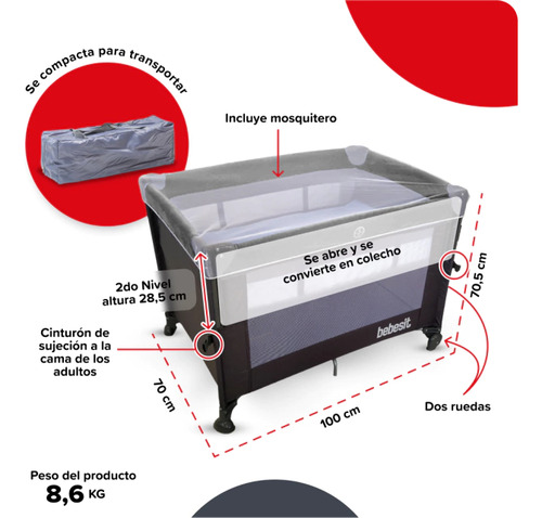 Imagen 3 de 8 de Practicuna Colecho Plegable Bebesit 2021